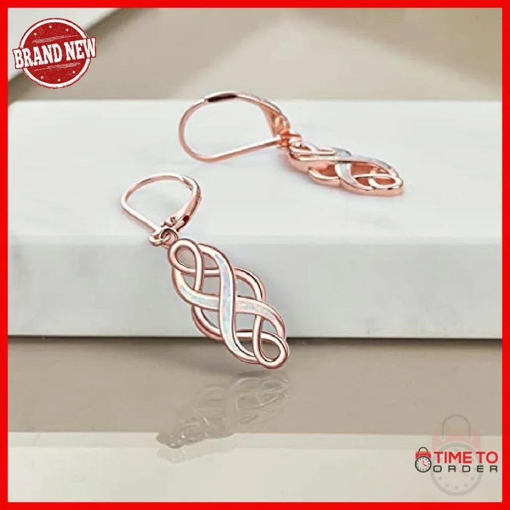 Sterling Silver Celtic Knot Dangle Earrings with Opal Gemstone